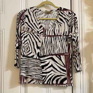 Vintage Peck & Peck Black and White Zebra Print Blouse